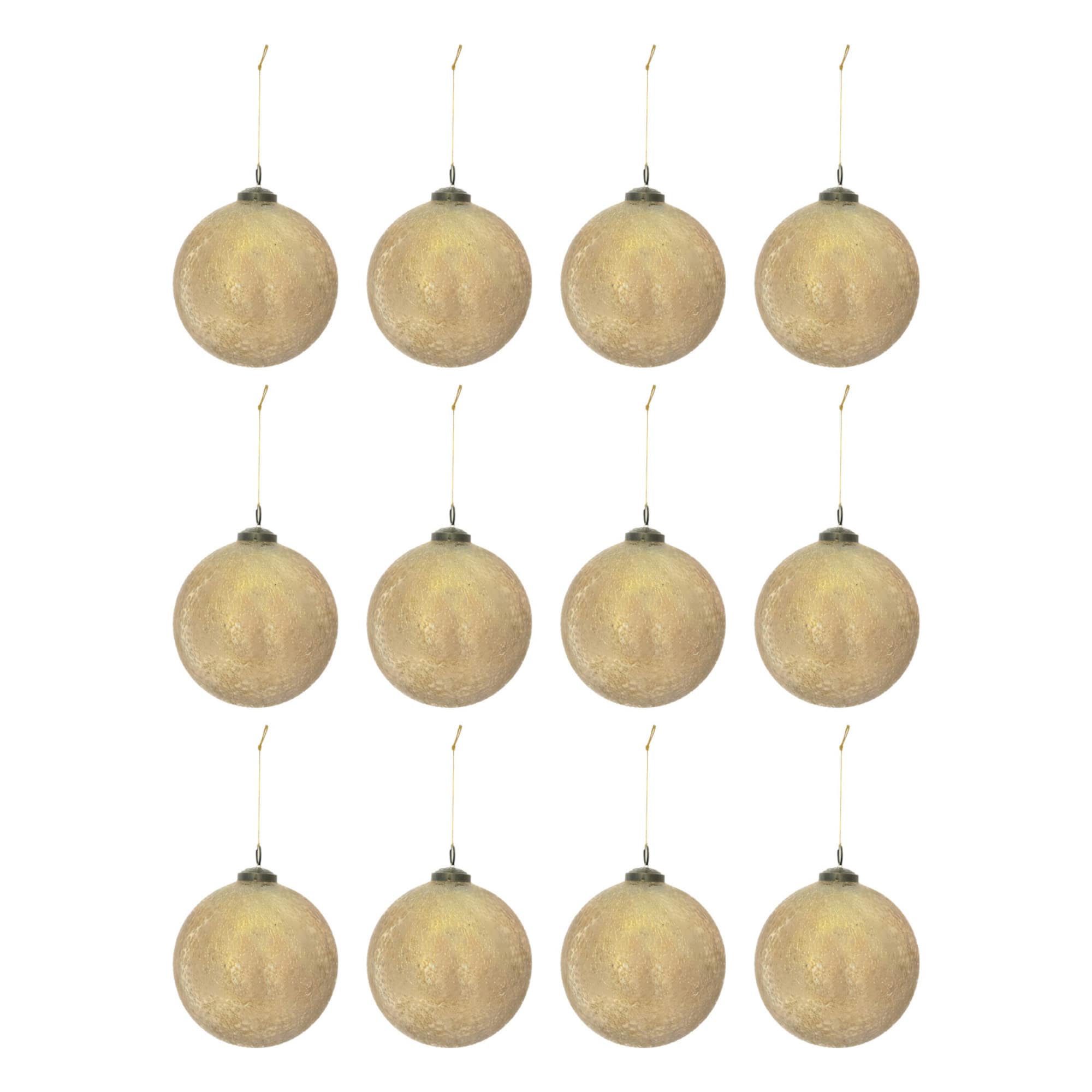 Hello Honey® 12 Pack 3" Gold Glass Seeded Ball Ornaments
